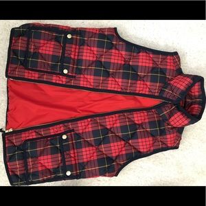 JCREW Excursion Vest in Tartan Plaid Red Navy